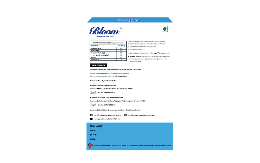 Bloom Baking Powder    Box  100 grams